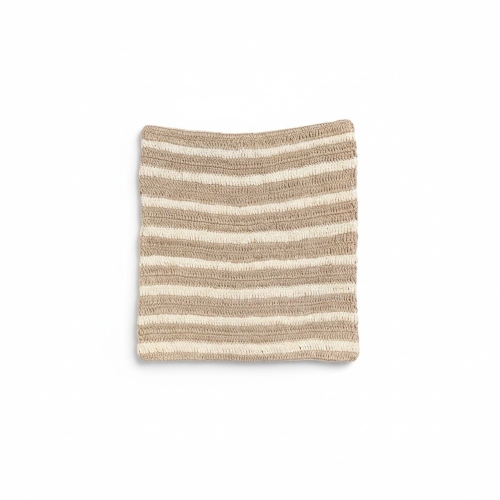 (2) West Elm Pillow Cover 20" Linen Beige Cream Crochet Striped New With Tags
